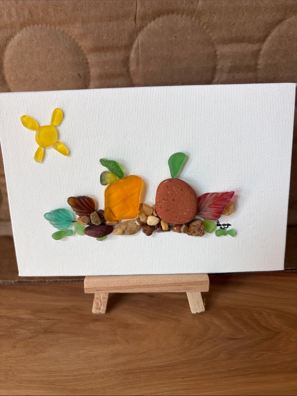Handmade Sea Glass Fruit Canvas Wall Art - Yellow & Green